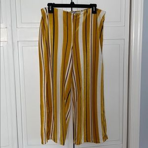 Urban Outfitters Mustard and White Striped Cropped Pants